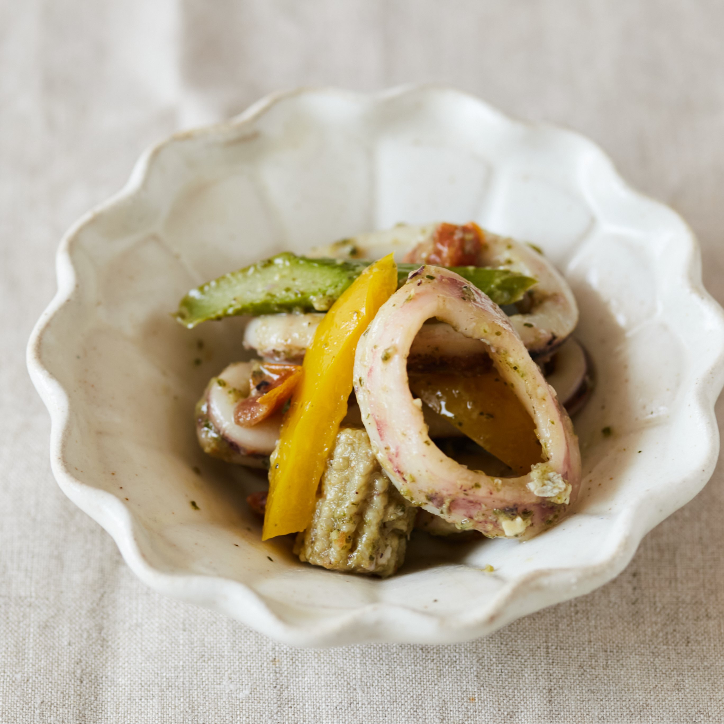 いかと野菜のバジル炒め