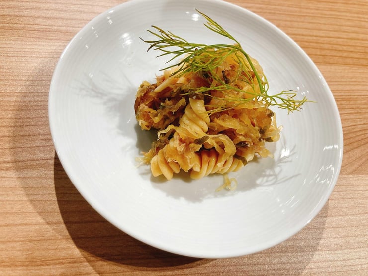 そうめんかぼちゃとツナの塩昆布マリネ