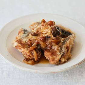 きのこおろしポン酢で食べるサバ竜田