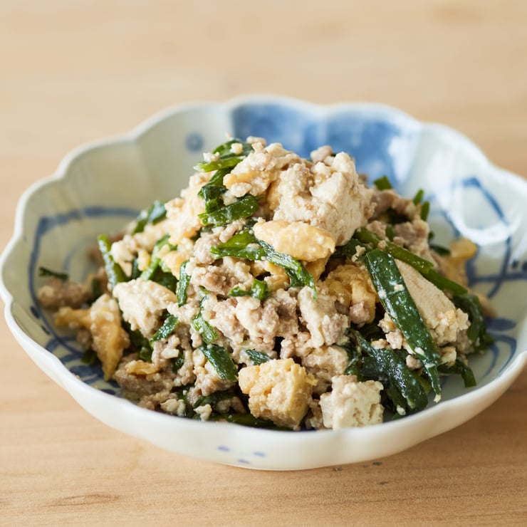 圧縮済み_ひき肉と豆腐のにら炒め