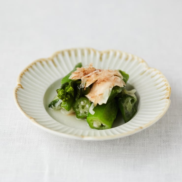 圧縮済み_湯葉と食べるオクラと菜の花のお浸し