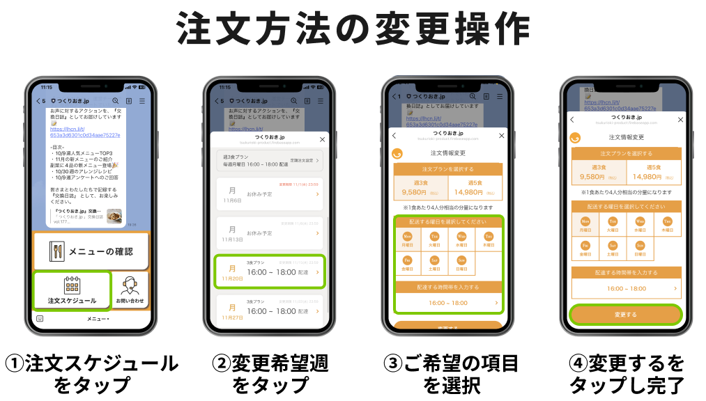 注文方法の変更操作