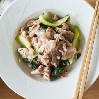 豚とチンゲン菜の塩あん炒め-2