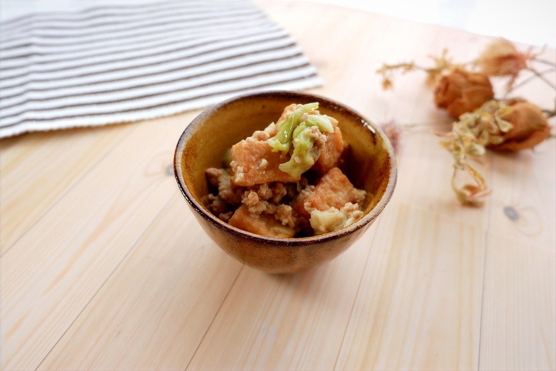 キャベツ厚揚げの味噌炒め